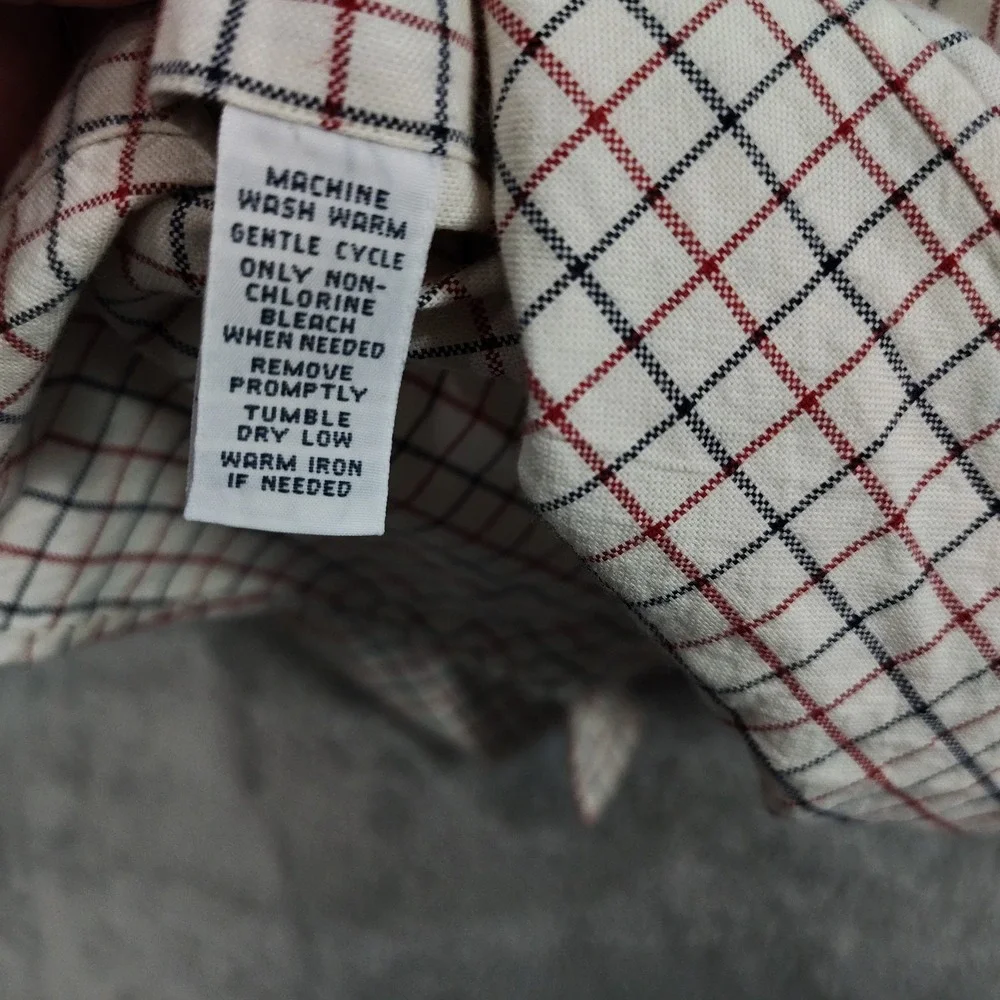 Polo Ralph Lauren Custom Fit Men's XL Ivory Blue Red Check Cotton Button‎ Down